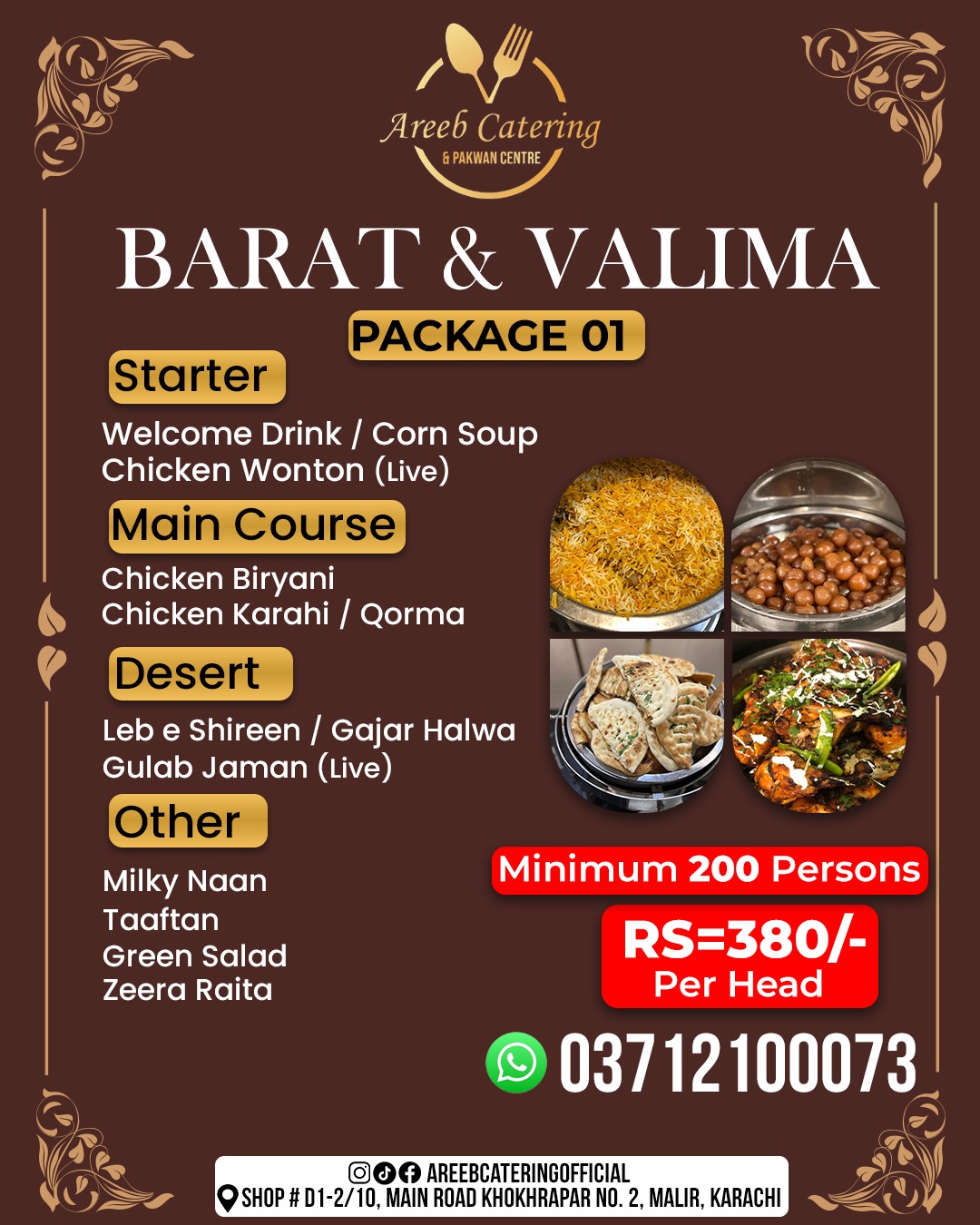 Areeb Catering & Pakwan Centre Facebook ad: Top Rated Caterers