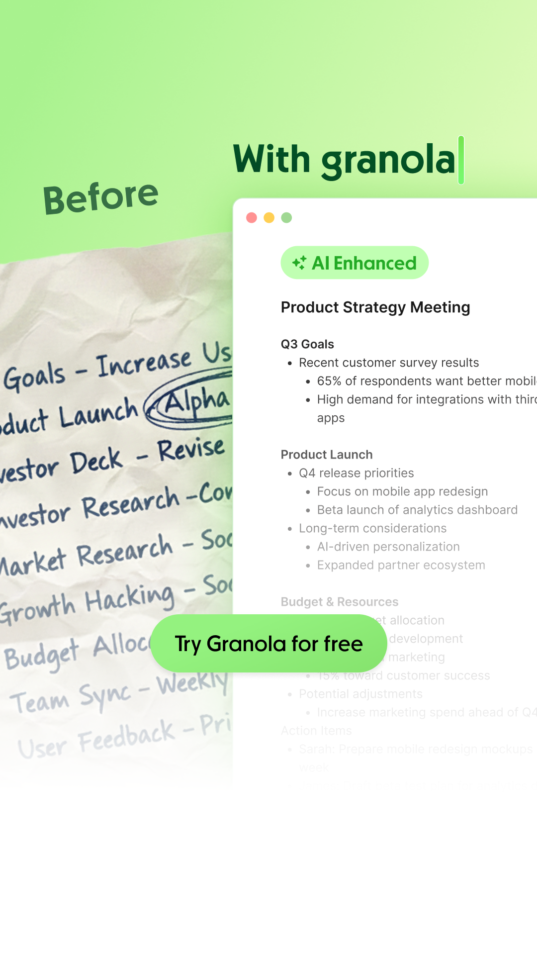 Granola ai Facebook ad