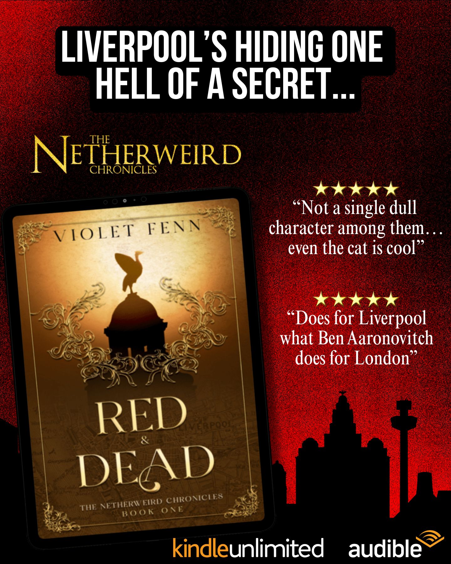 Violet Fenn - Author Facebook ad: Out now in paperback, audio and *FREE* in KU