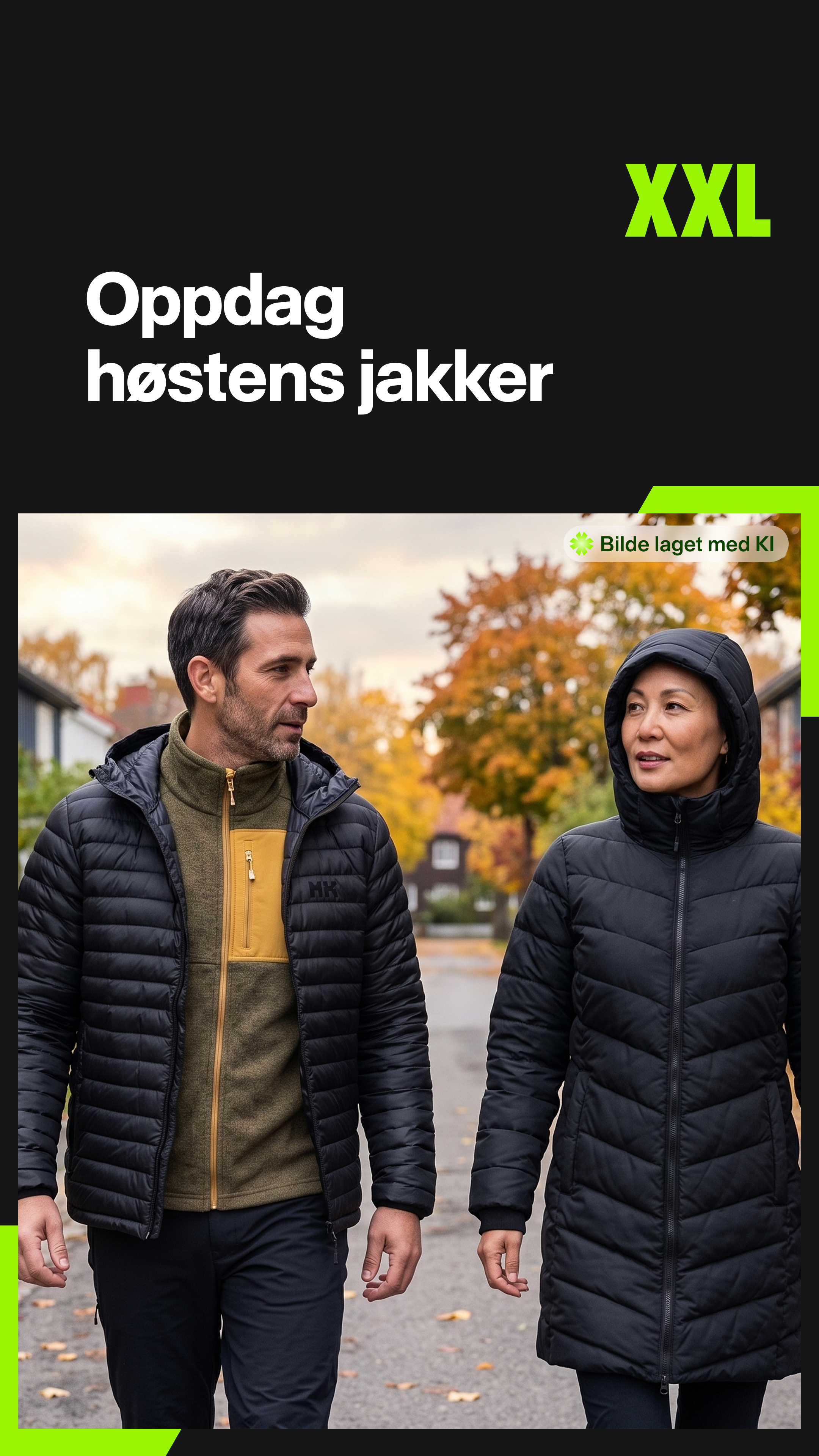 XXL Sport & Villmark Facebook ad: Regn, kulde eller hverdag, vi har jakken for deg