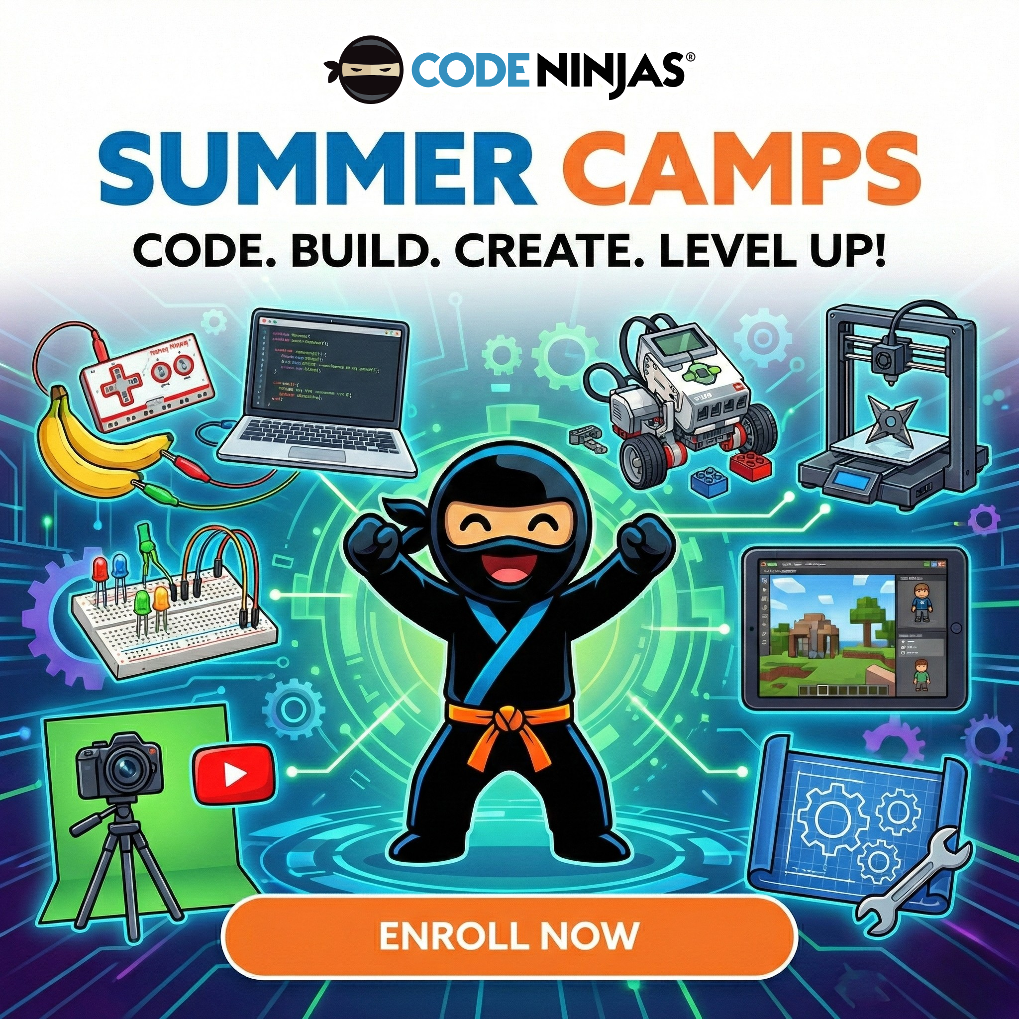Code Ninjas Oviedo, FL Facebook ad: Not Your Average Summer Camp