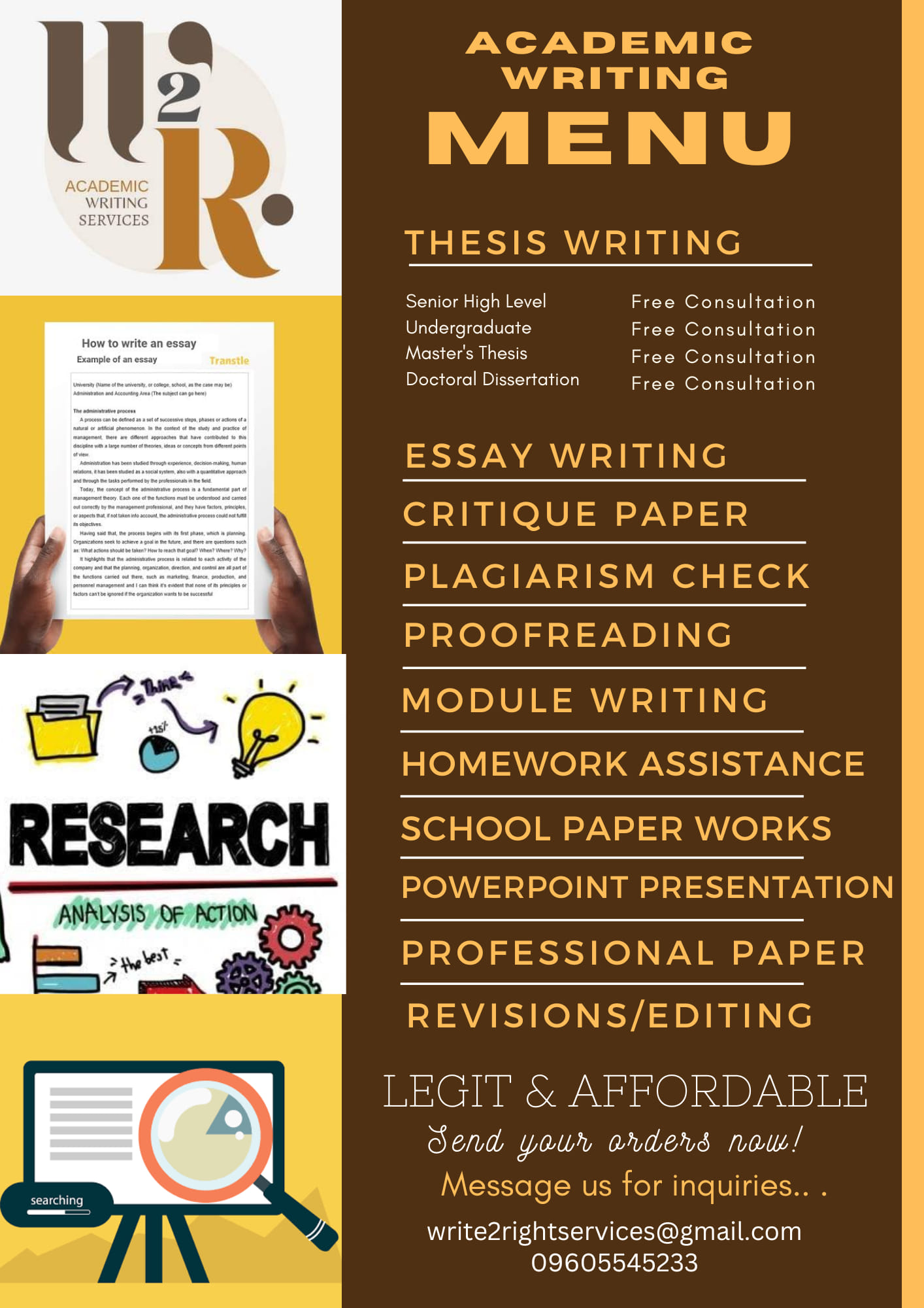 Write2Right Academic Writing Services Facebook ad: STOP