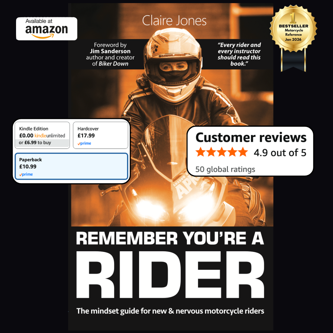 Motorcycle Mindset Mastery with Claire Jones Facebook ad: Struggling with nerves while learning to ride?