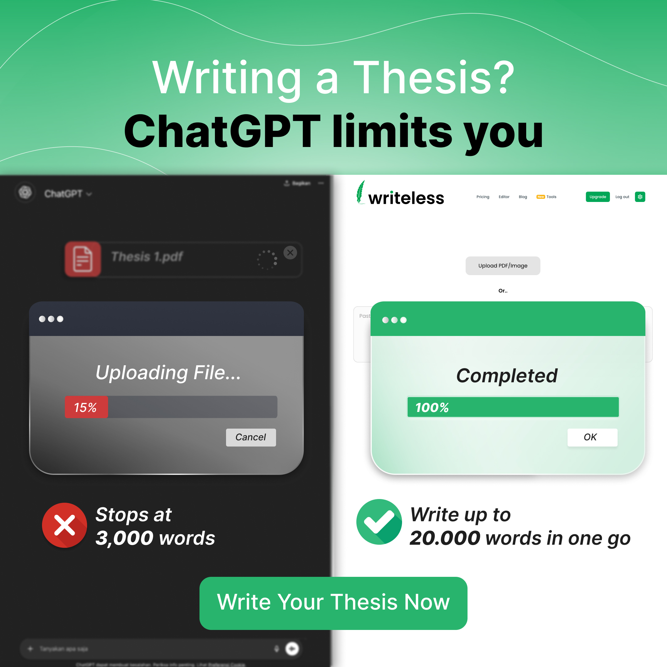 Writeless AI Facebook ad