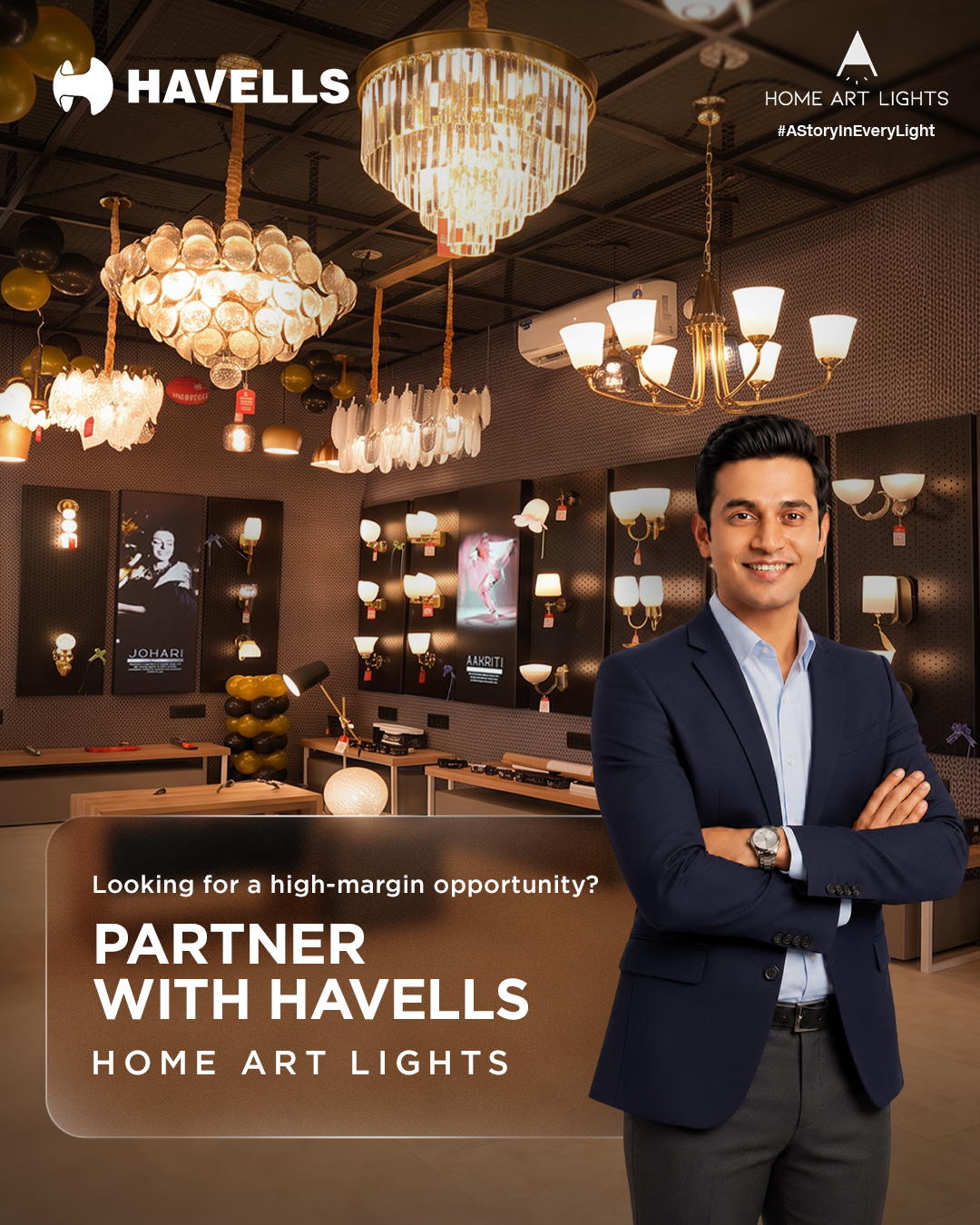 Havells Facebook ad: Partner with Havells for Home Art Lights Store