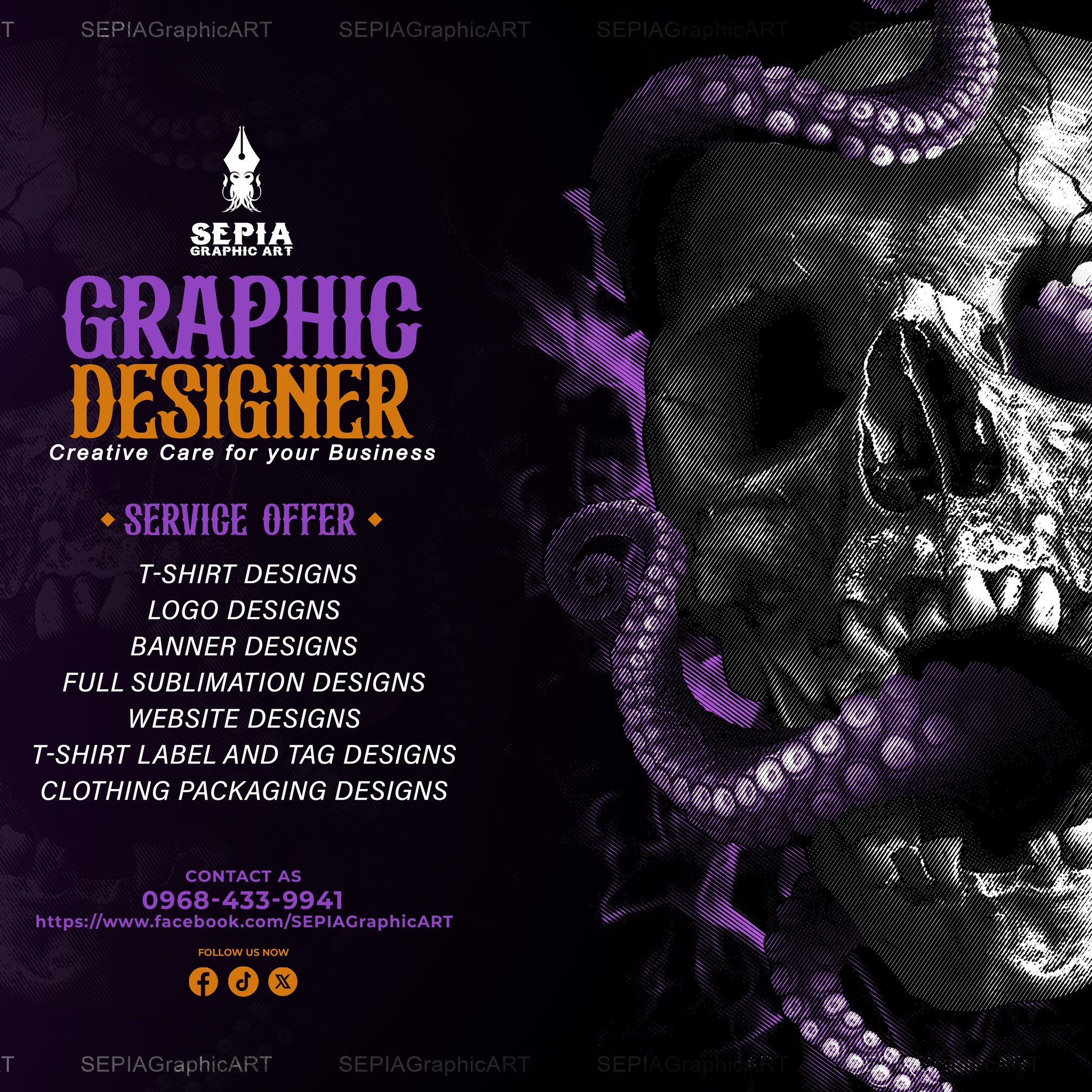 SEPIA Graphic ART Facebook ad: Graphic Design & Logo Design Promo!