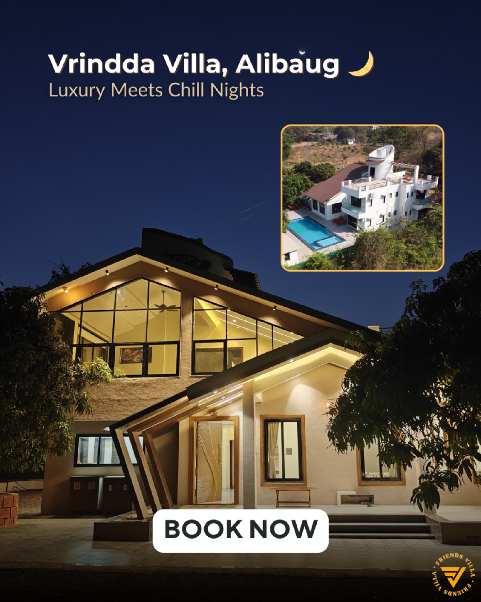Friends Villa Facebook ad: Beach breeze, private pool & total chill