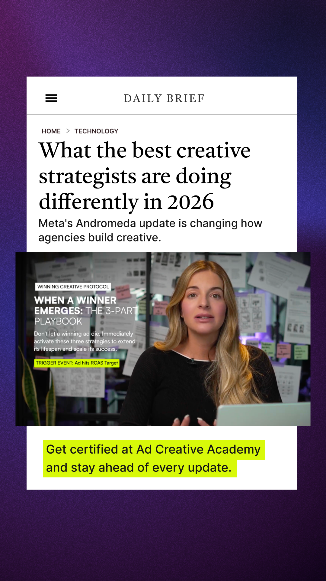 Ad Creative Academy Facebook ad: Become an AI-Powered Creative Strategist