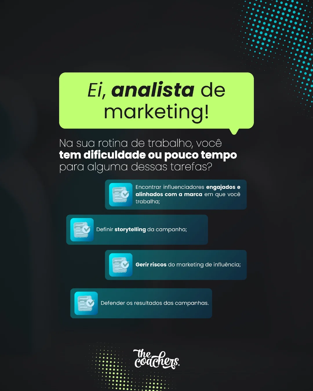 The Coachers Facebook ad: A rotina de um analista de marketing costuma…