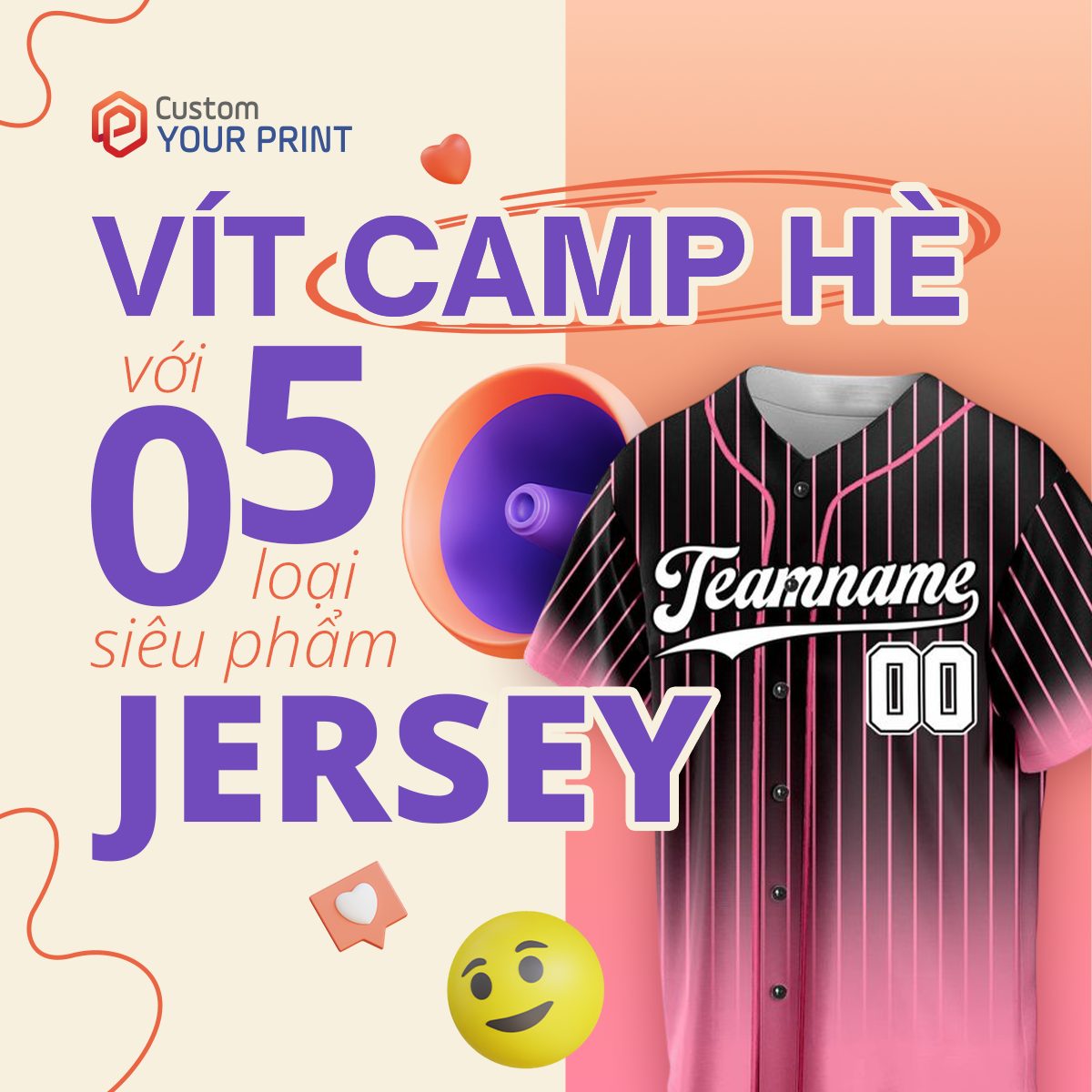Customyourprint.com Việt Nam Facebook ad: VÍT CAMP HÈ, 05 SIÊU PHẨM JERSEY CHO…
