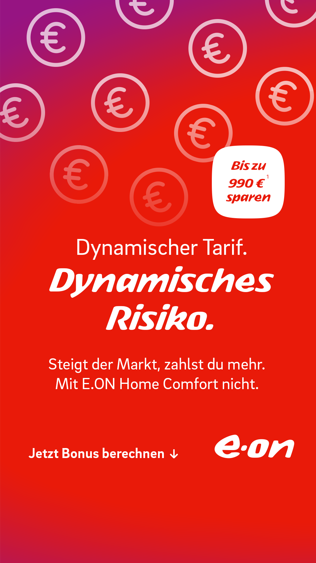 e.on Facebook ad: Bonus sichern. Risiko stoppen.