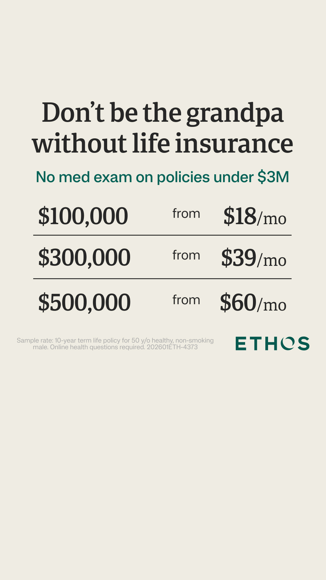 Ethos Facebook ad