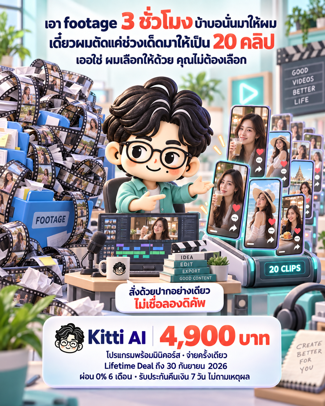 The AI Mission by Ontheway Academy Facebook ad: Kitti โปรแกรมพร้อมมินิคอร์ส 4,900 บาท