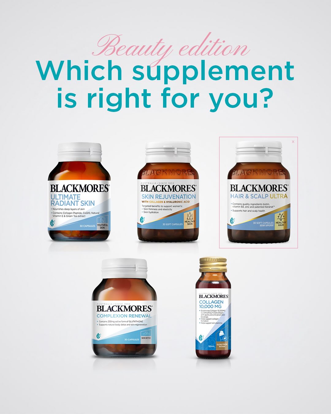 Blackmores Singapore Facebook ad: Find the right companion for your beauty at…