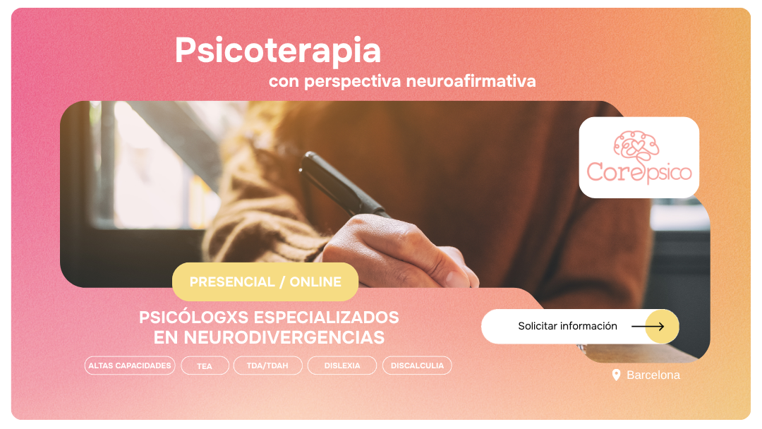 Corepsico Aprendizaje & Psicología Facebook ad: Presencial en Barcelona y Online
