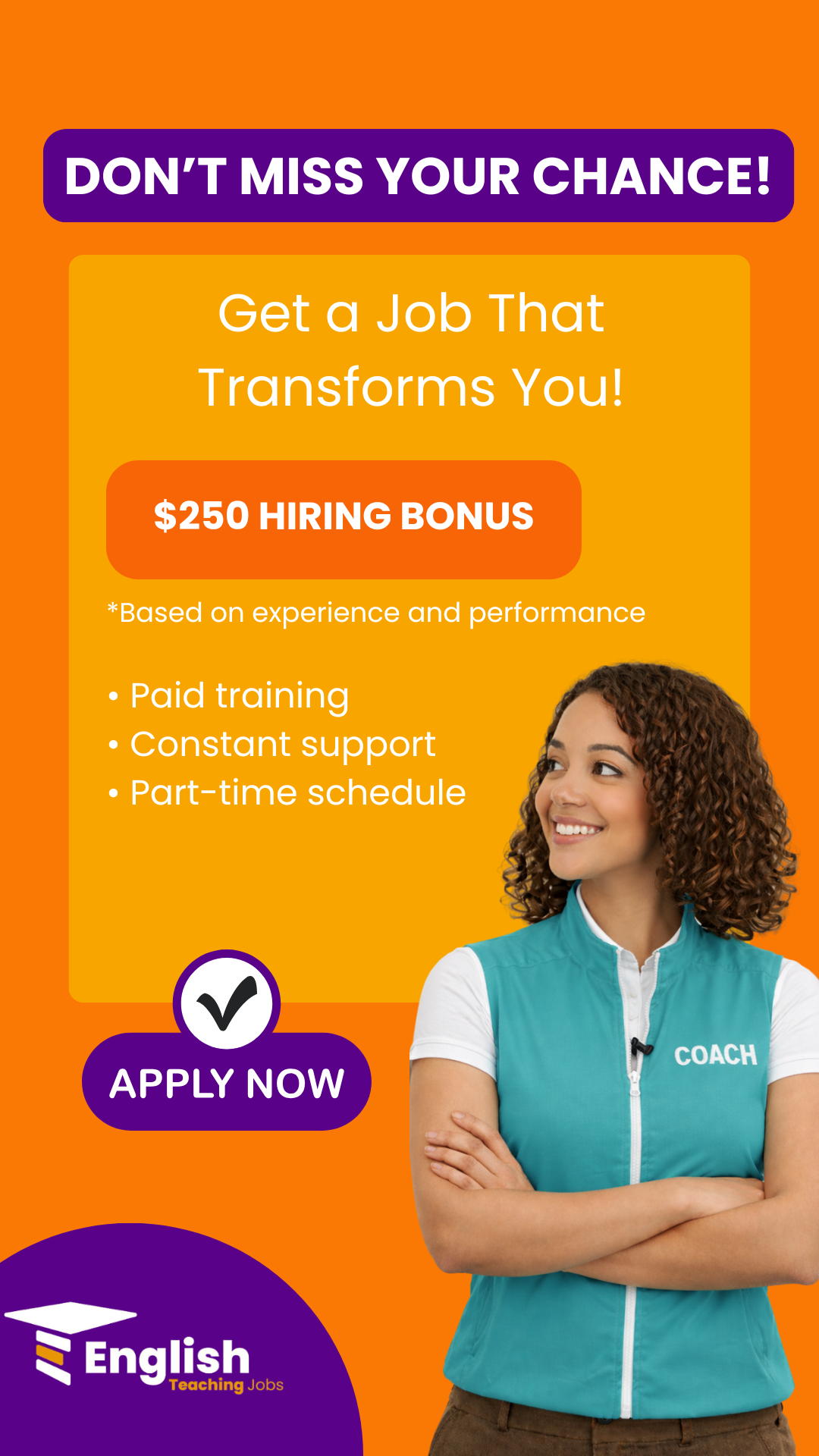 English Teaching Jobs Facebook ad