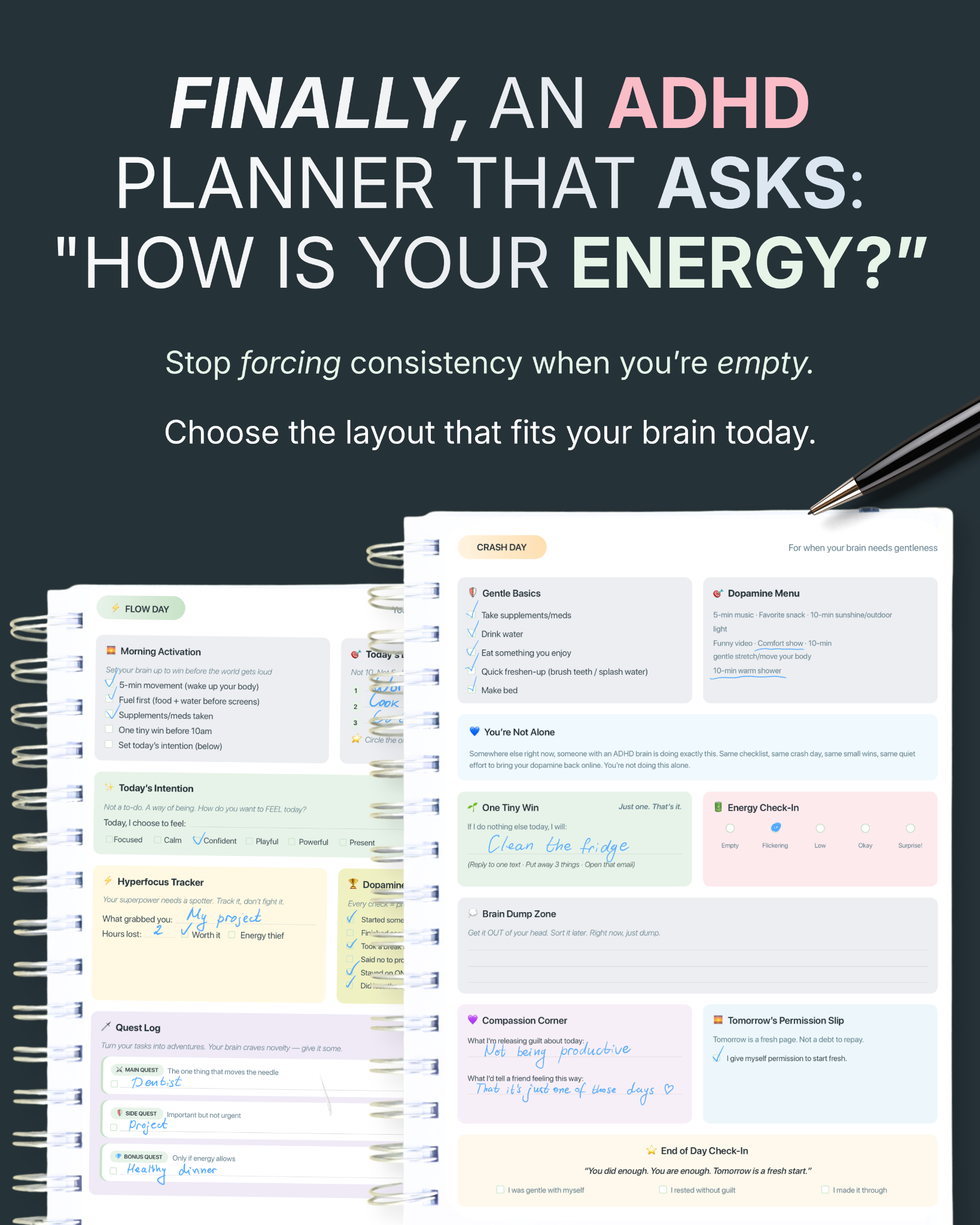 Dopamine Planner Facebook ad: Your planner graveyard ends here