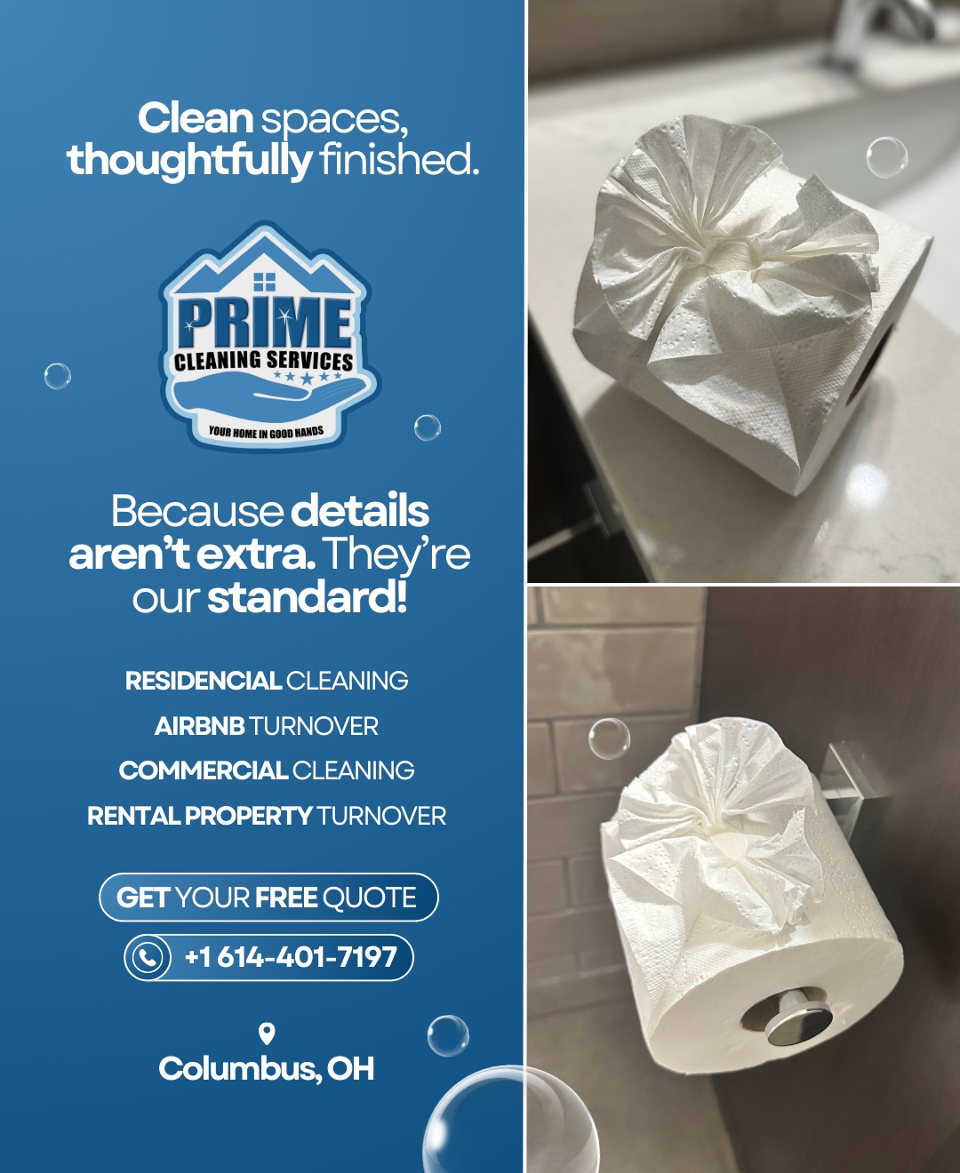 Prime Cleaning Services Facebook ad: Details make all the difference.