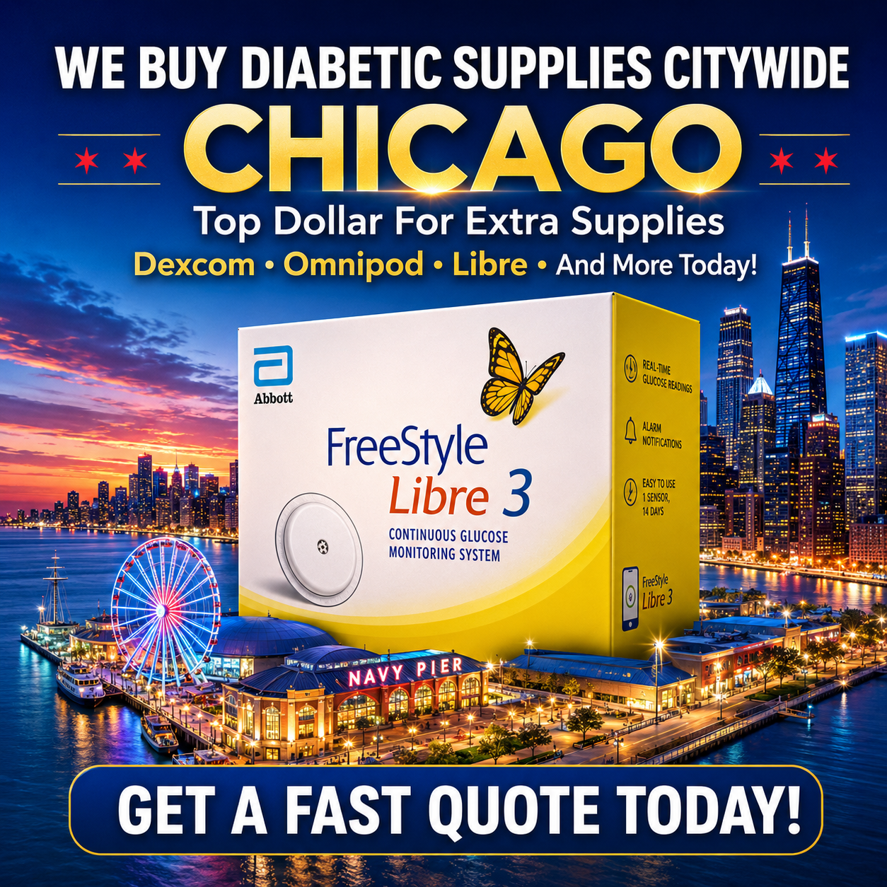 Chicago Cash for Diabetic Supplies Facebook ad