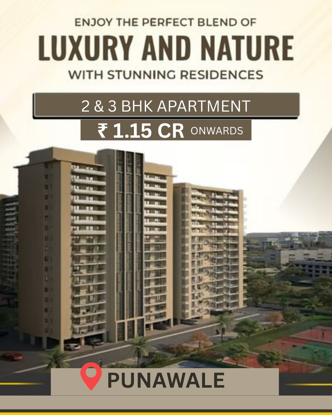 BlueSky Properties Pune Facebook ad: 2 & 3 BHK Flats with Premium Amenities