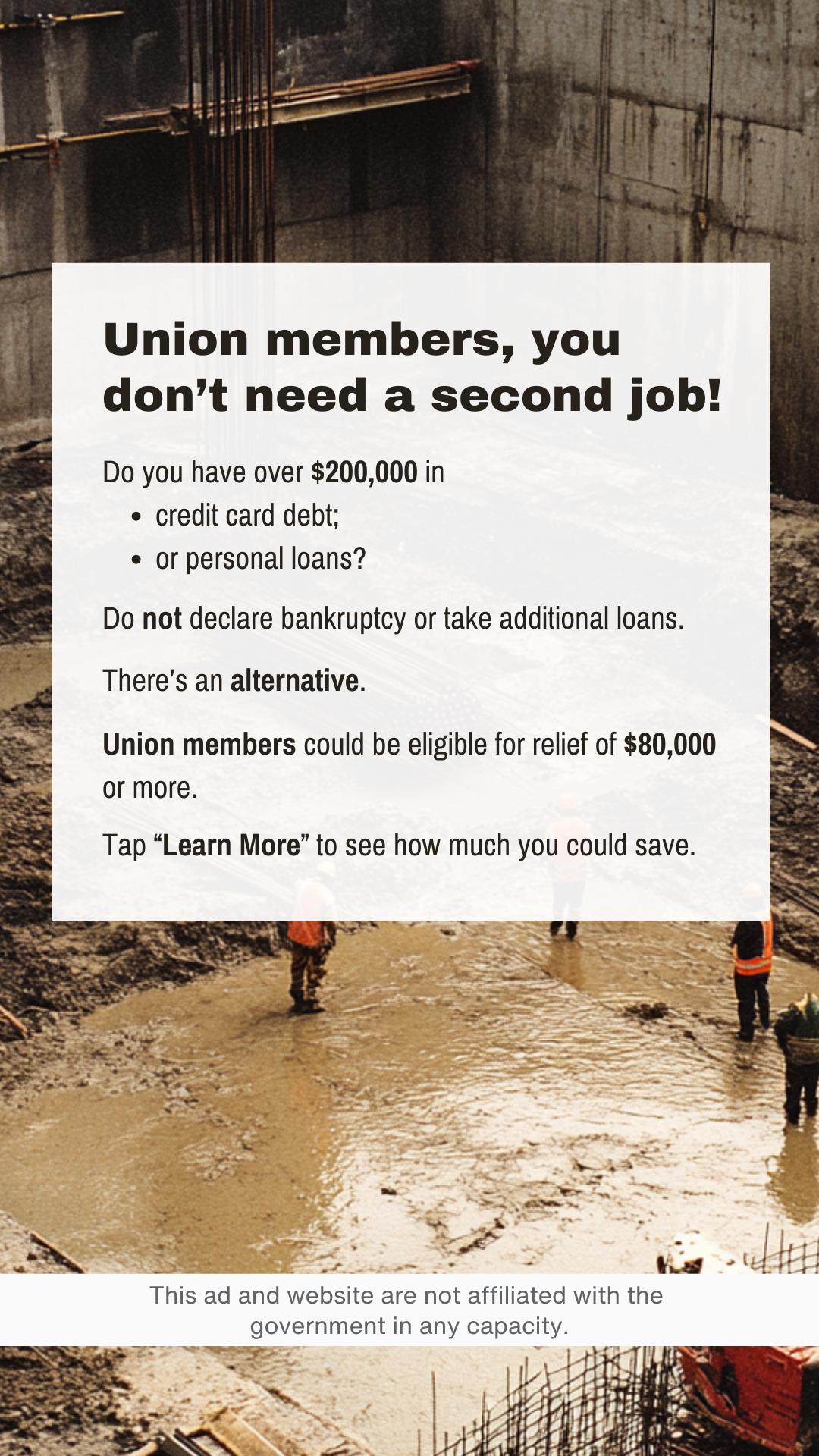 Union Debt Assistance Facebook ad