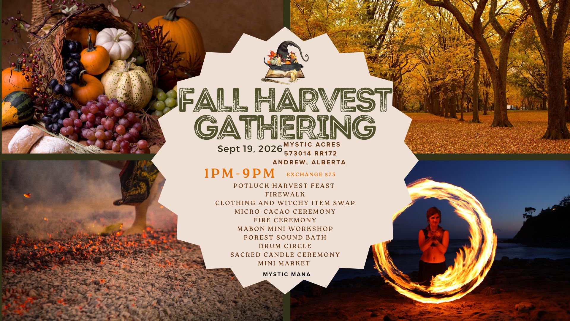 Mystic Mana Facebook ad: Fall Harvest Gathering 3rd Annual