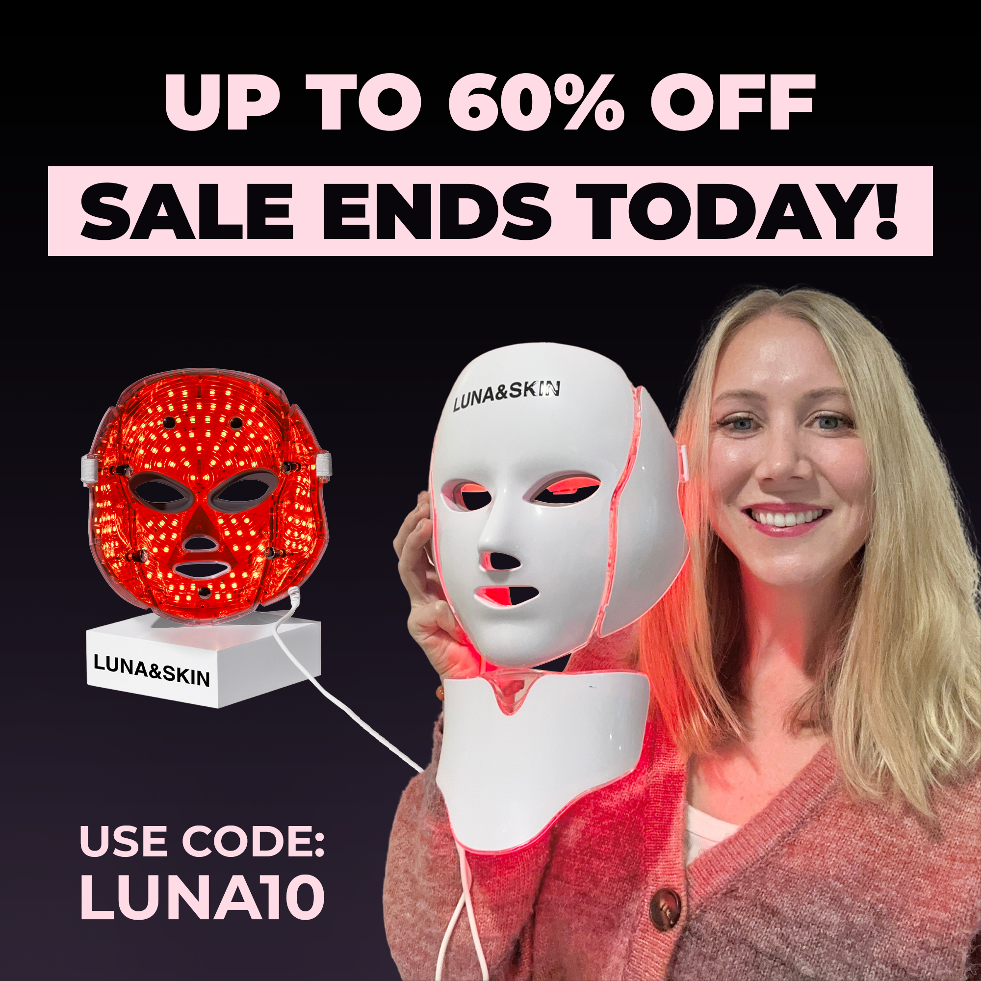 Luna&Skin Facebook ad: 7 LED Colours + Microcurrent for Firm, Lifted Skin