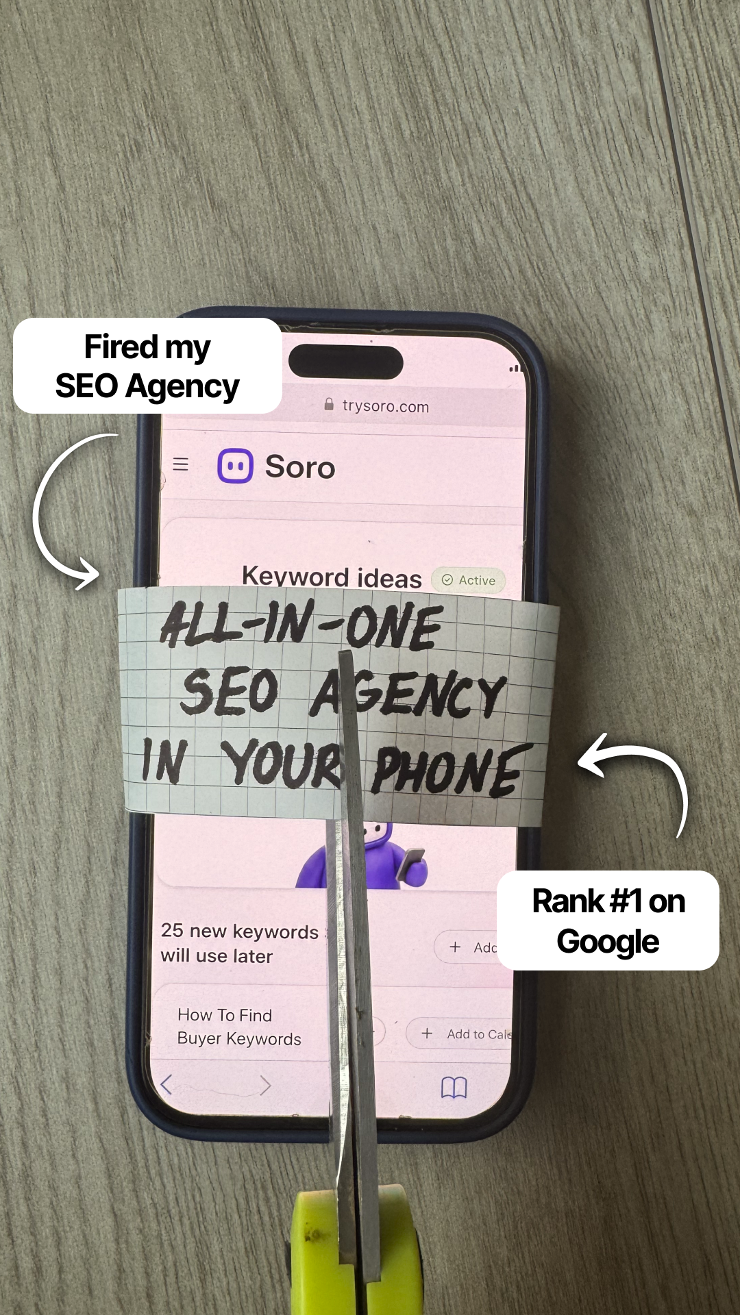Soro SEO Facebook ad: Rank #1 on Google