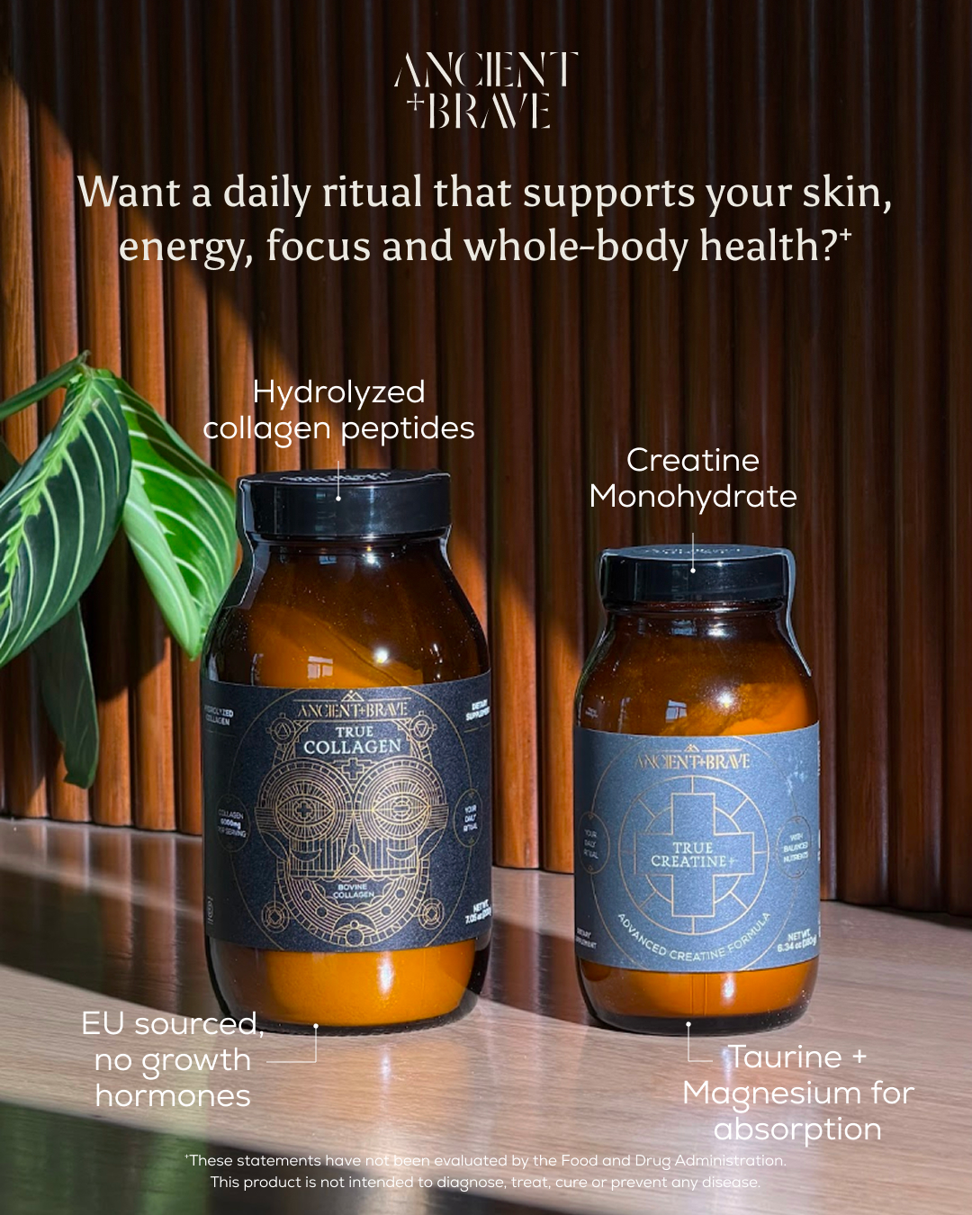 Ancient + Brave Facebook ad: Subscribe For 20% Off + Exclusive Gifts