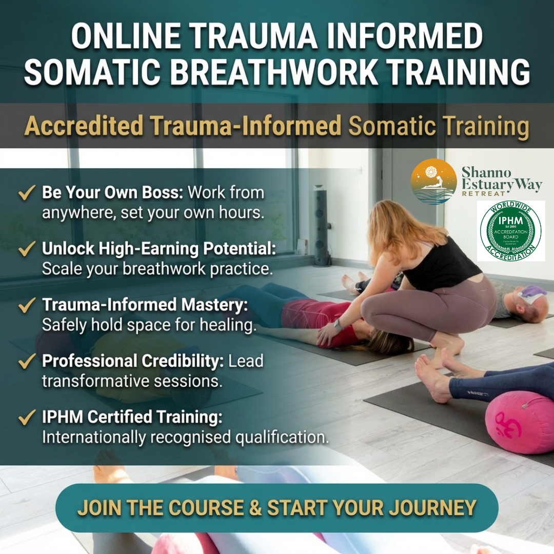 Shannon Estuary Way Retreat and Academy Facebook ad: Accredited Trauma-Informed Breathwork Training…