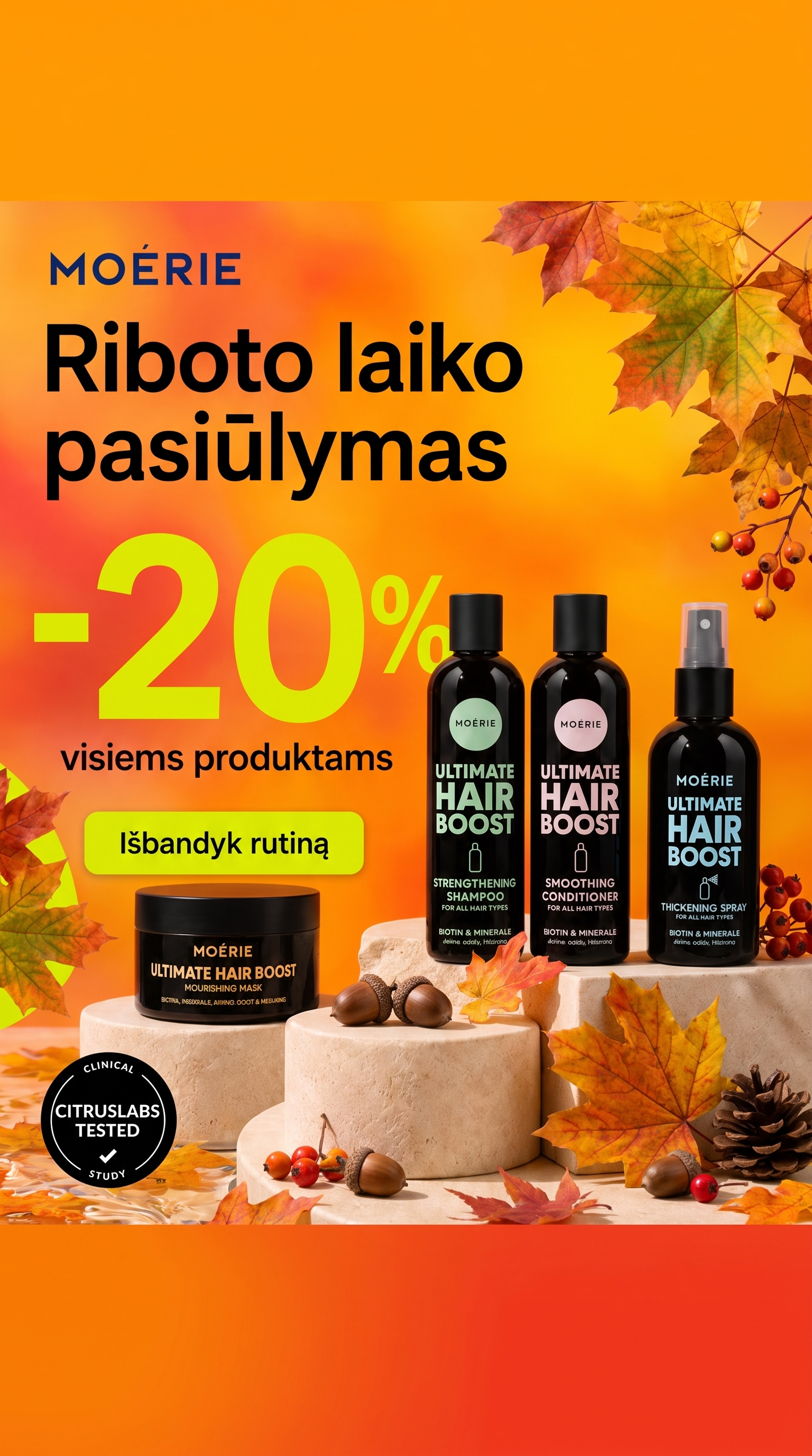 Moérie Beauty Facebook ad: -20% Visiems Produktams
