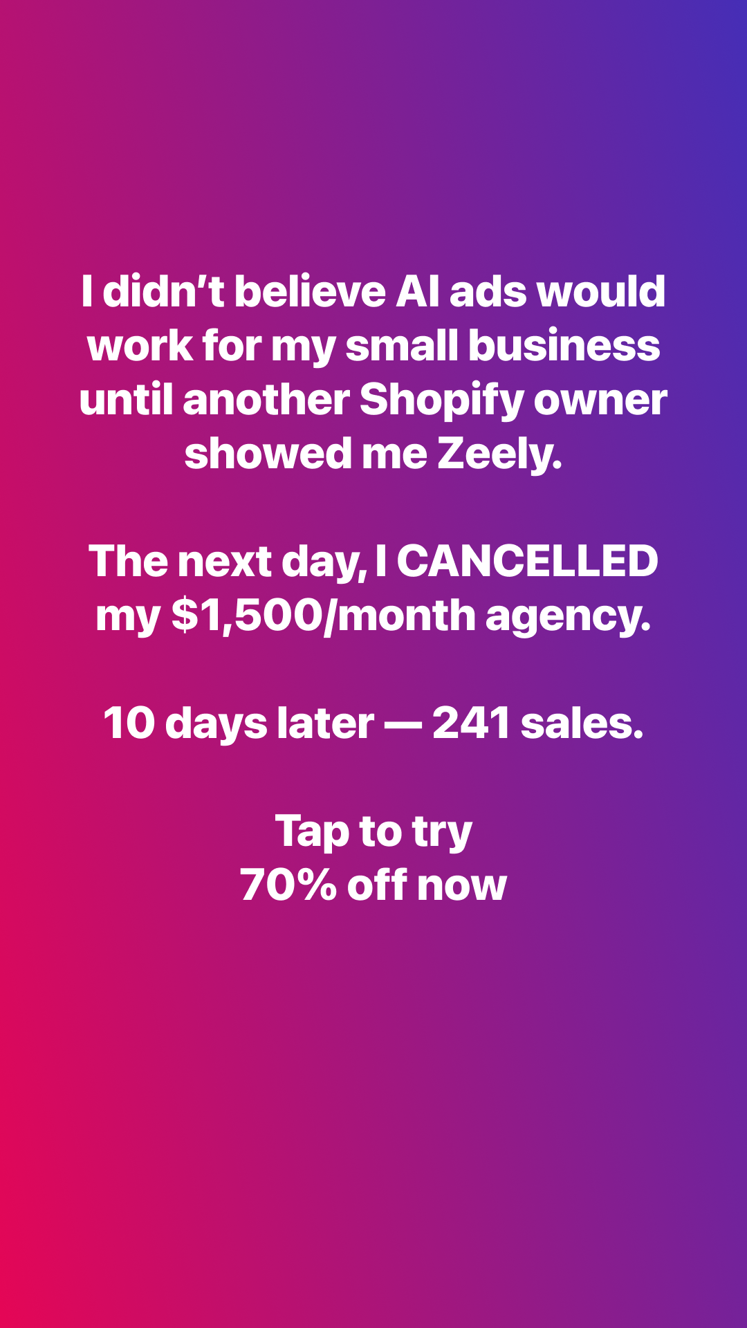 Zeely Facebook ad