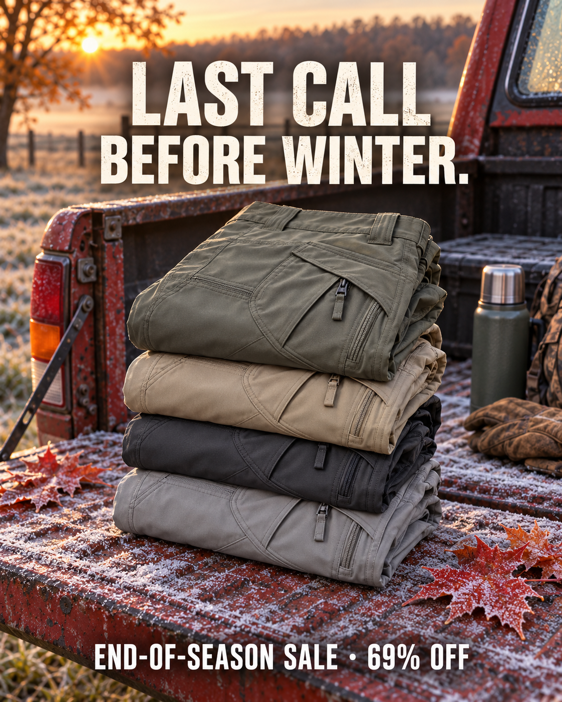 TexWix Facebook ad: LAST DAY 70% OFF Tactical Waterproof Pants