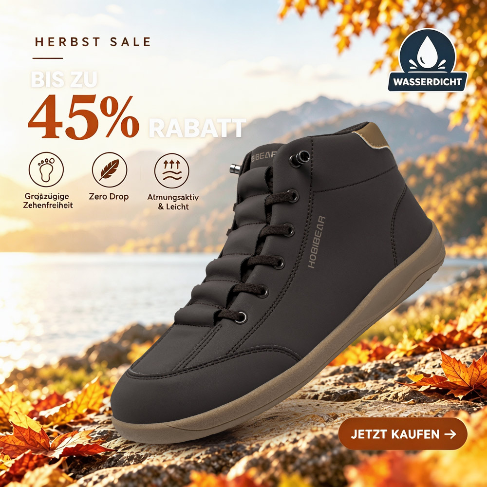 hobibear.de Facebook ad: Herbst-Sale | Bis zu 45 % Rabatt auf Barfußschuhe