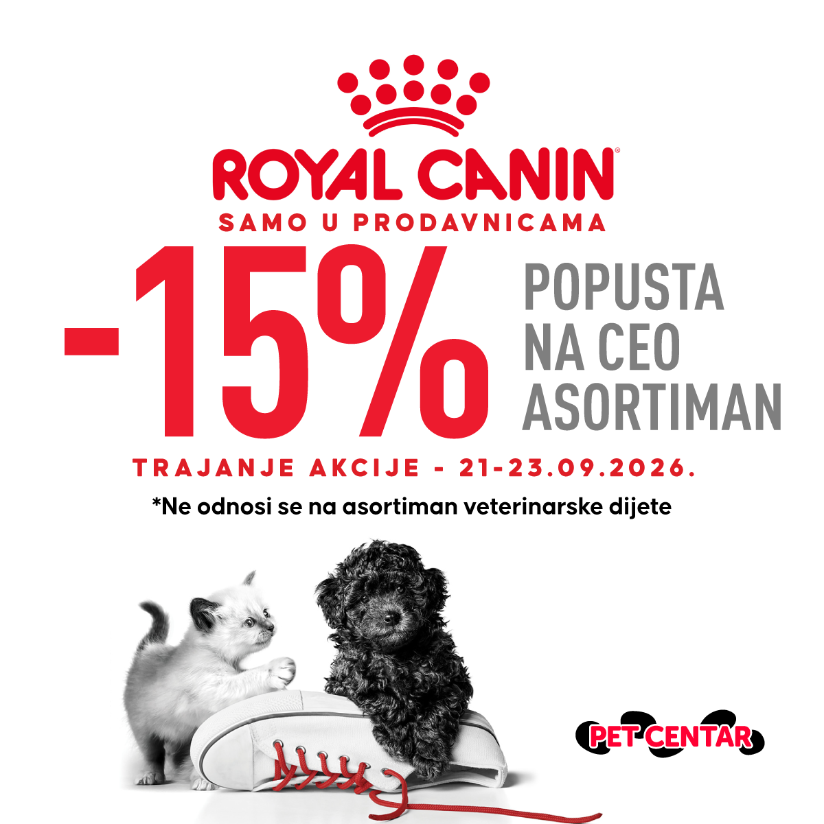 PET CENTAR Srbija Facebook ad: -15% na ceo asortiman za pse!
