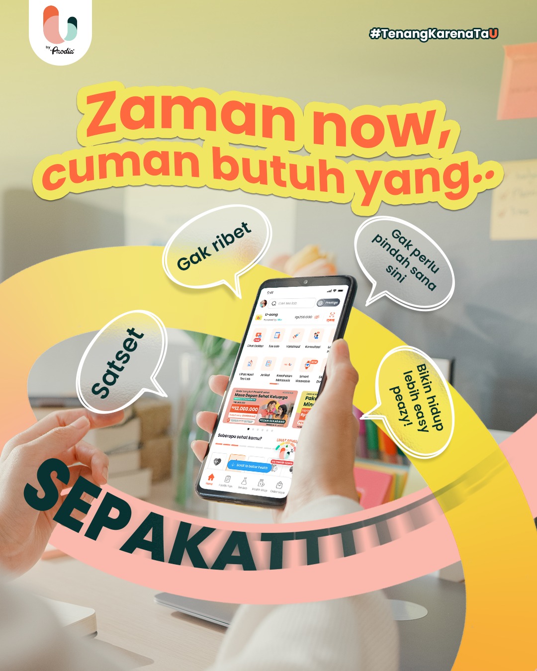 U by Prodia Facebook ad: Sekarang apa-apa maunya yang cepat dan simpel.