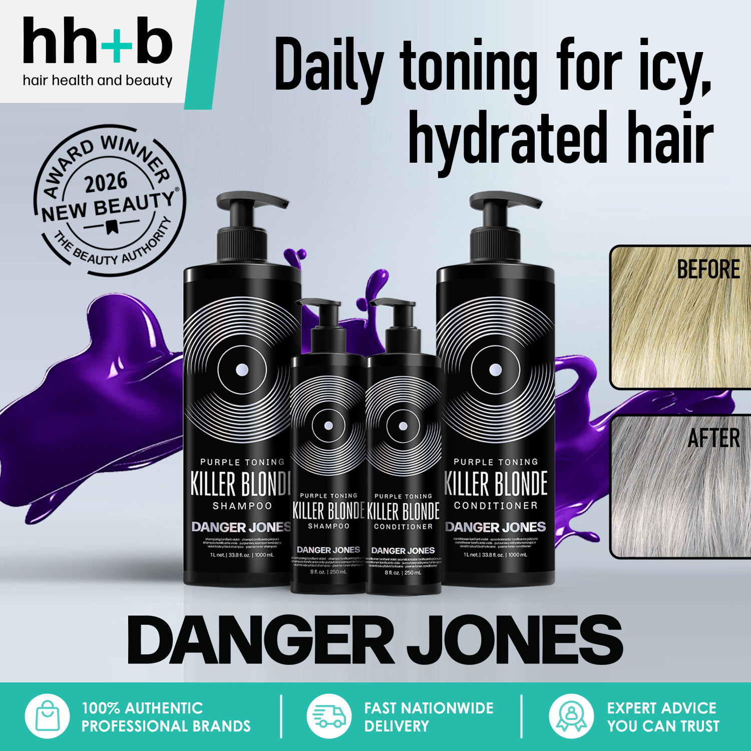 Hair Health & Beauty Pty Ltd Facebook ad: Danger Jones Killer Blonde Purple Toning Shampoo - Hair…