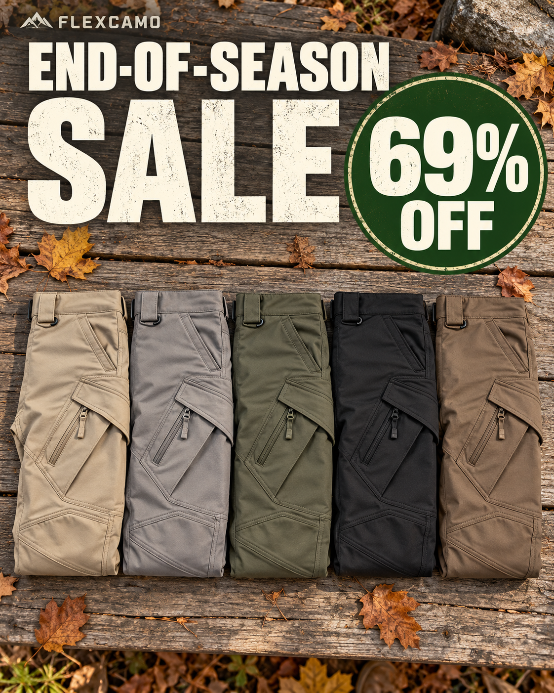 TexWix Facebook ad: LAST DAY 70% OFF Tactical Waterproof Pants