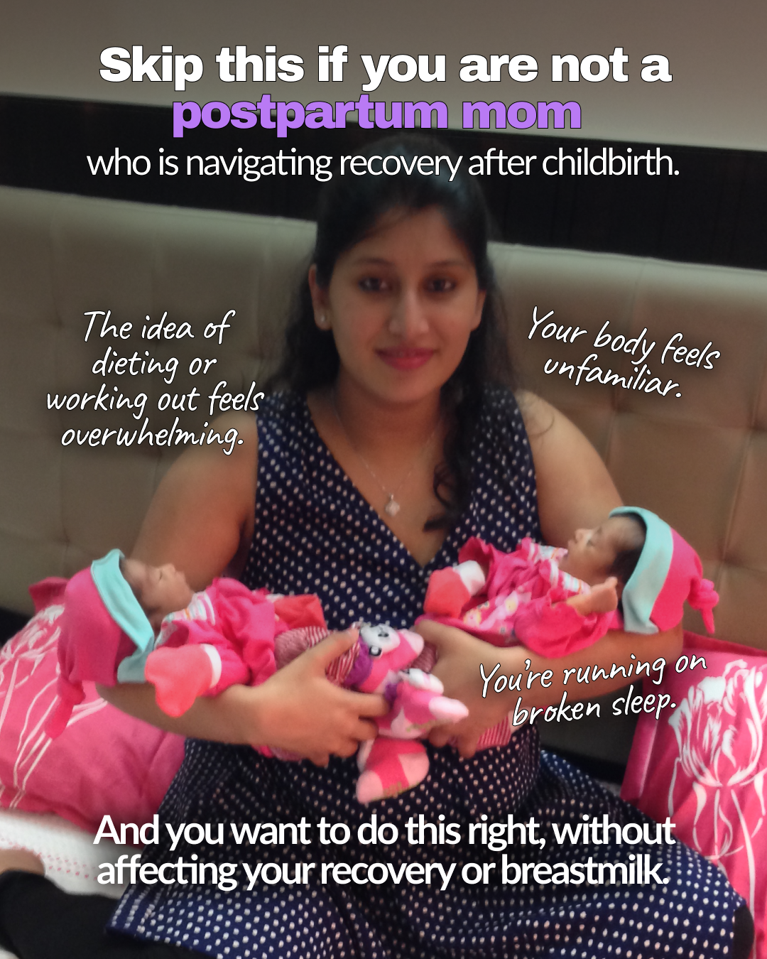 LEAN by Suvidhi Facebook ad: Postpartum is not the time to guess.