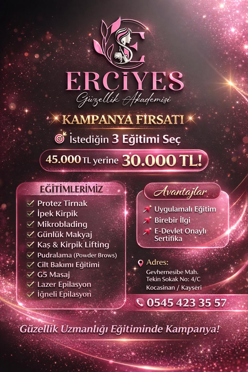Erciyes Güzellik Akademisi Facebook ad: Bahar Gibi Kampanya MYK onaylı sertifika ve uzman…