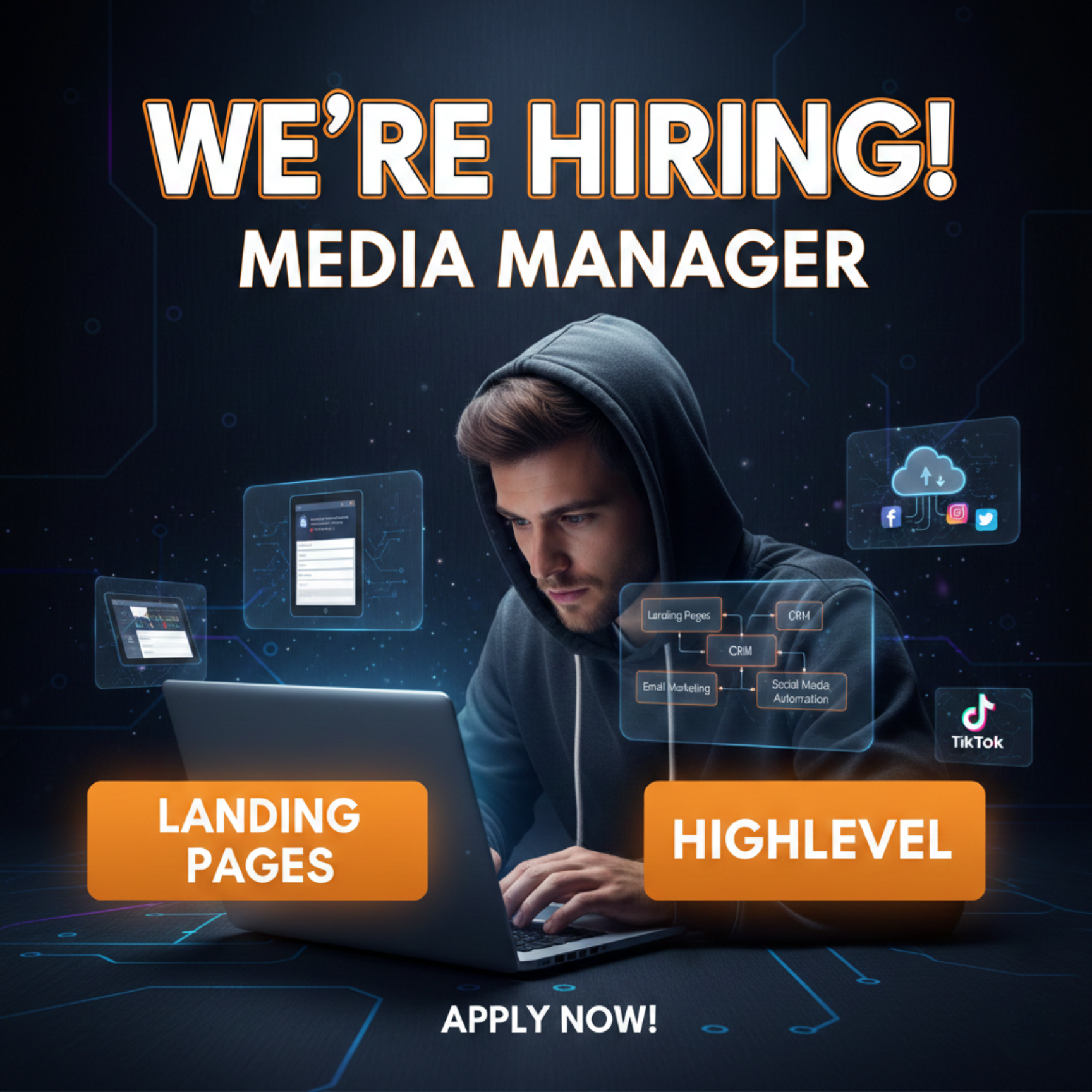 Aspire Media Marketing Facebook ad: Join Our Team: Full-Time Media Mangers Wanted