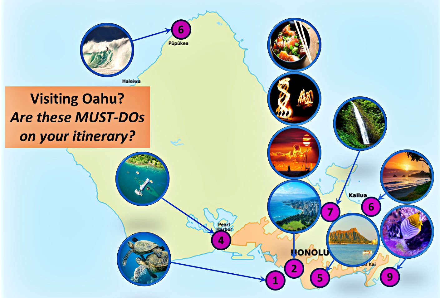 Travel Hawaii With Us Facebook ad: Oahu & Waikiki Must-Dos!