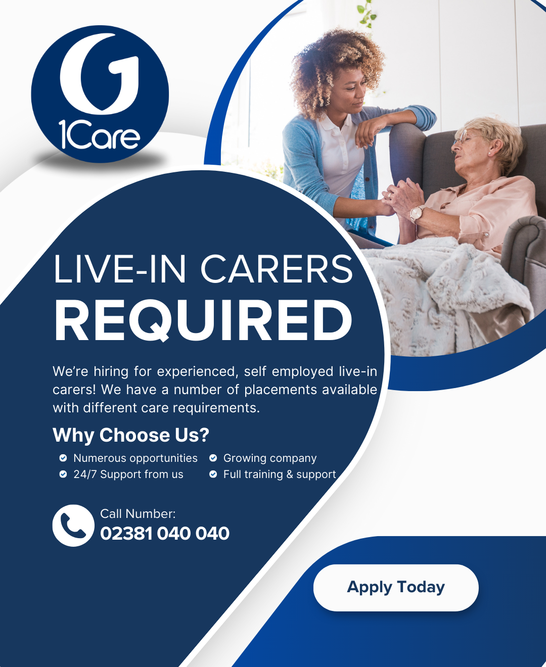 OneCare Southampton Facebook ad: Live-In Carer?, Join Our Compassionate Team in Southampton!