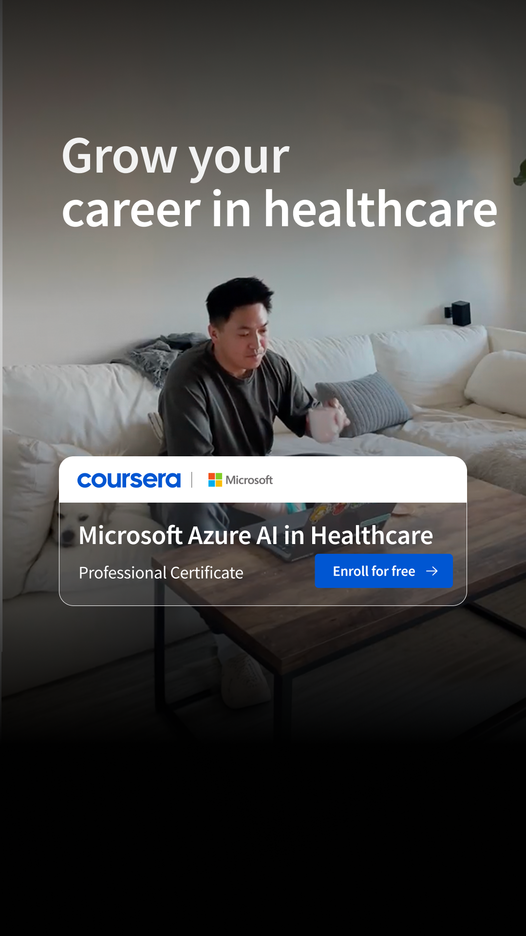 Coursera Facebook ad: Add AI to your healthcare skillset