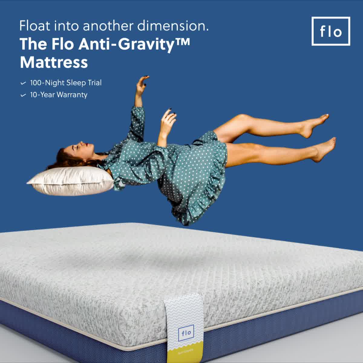 Flo Mattress Facebook ad: 100 Nights Risk Free Trial