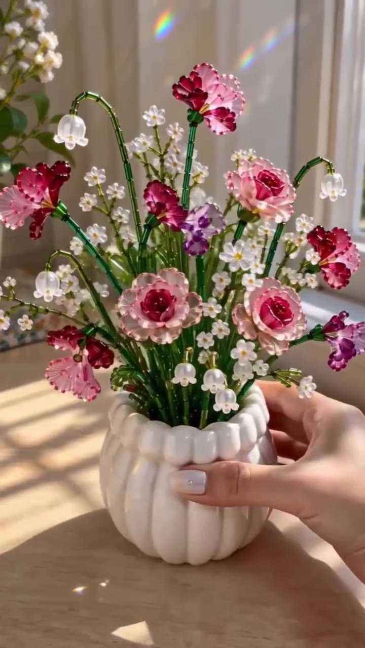 Dailyardplus.us Facebook ad: DIY Beaded Wildflower Bouquet Kit, Handmade Crystal Flower…