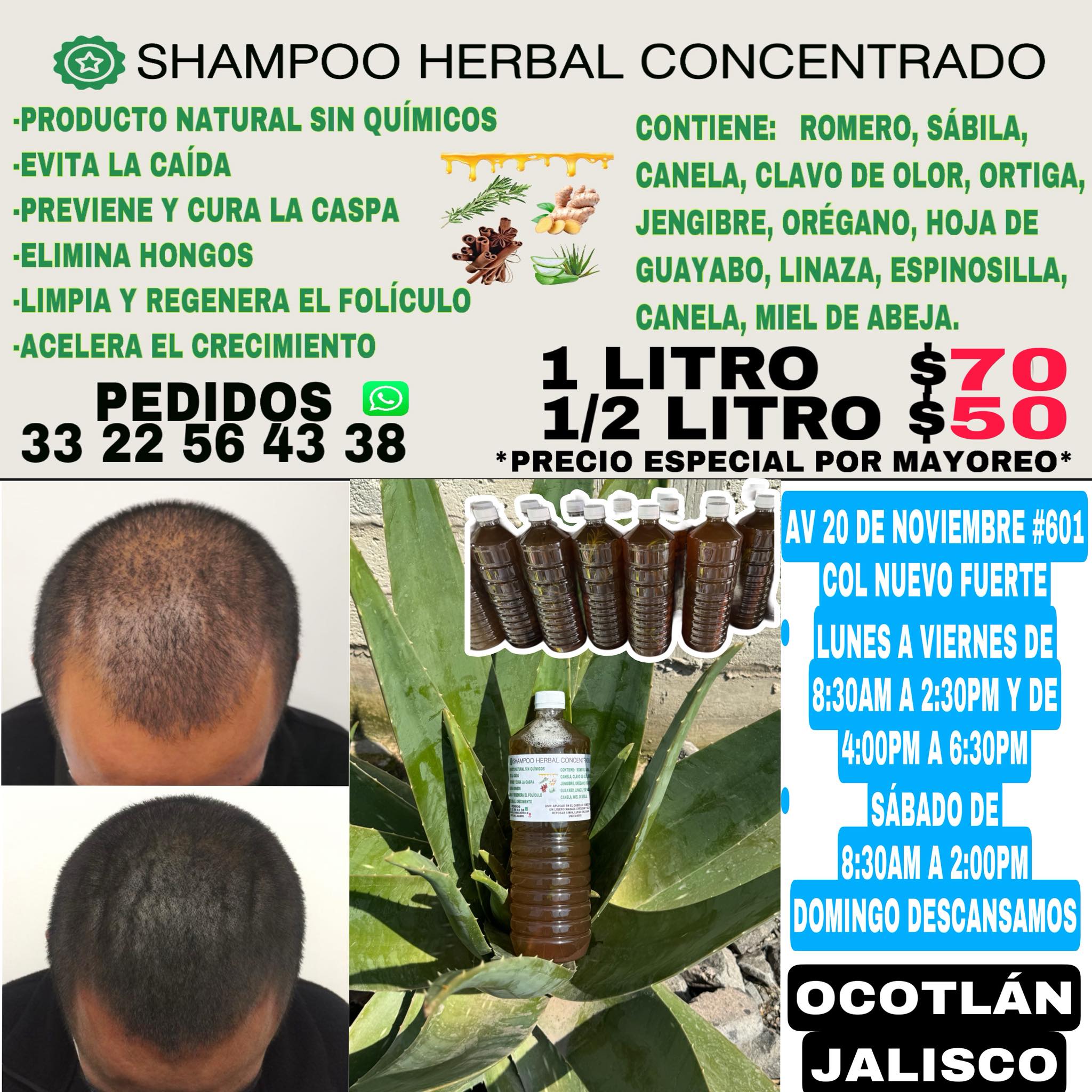 Colchones y Literas Ocotlan MLG Facebook ad: SHAMPOO HERBAL CONCENTRADO