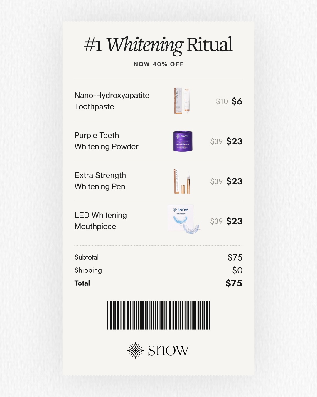 SNOW Teeth Whitening Facebook ad