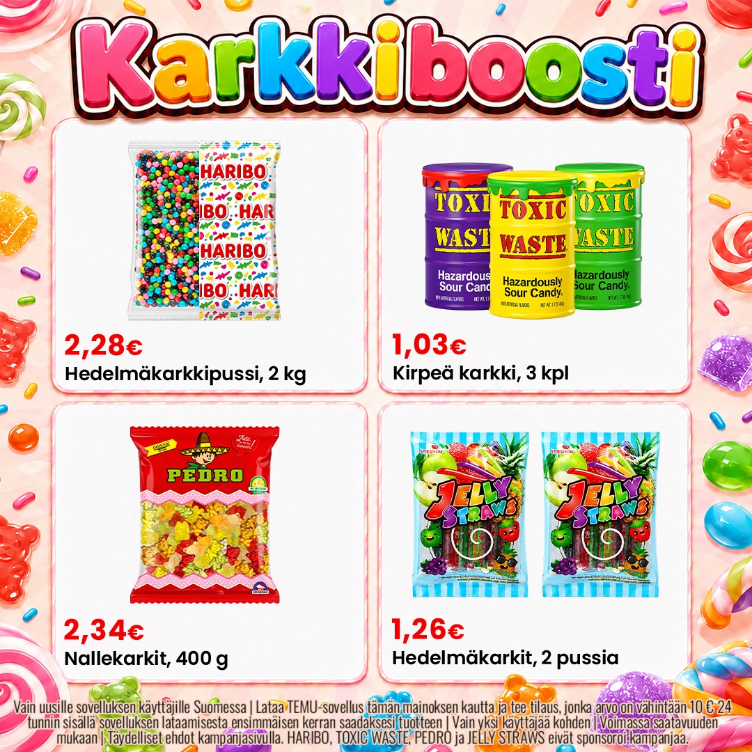Temu Finland Facebook ad