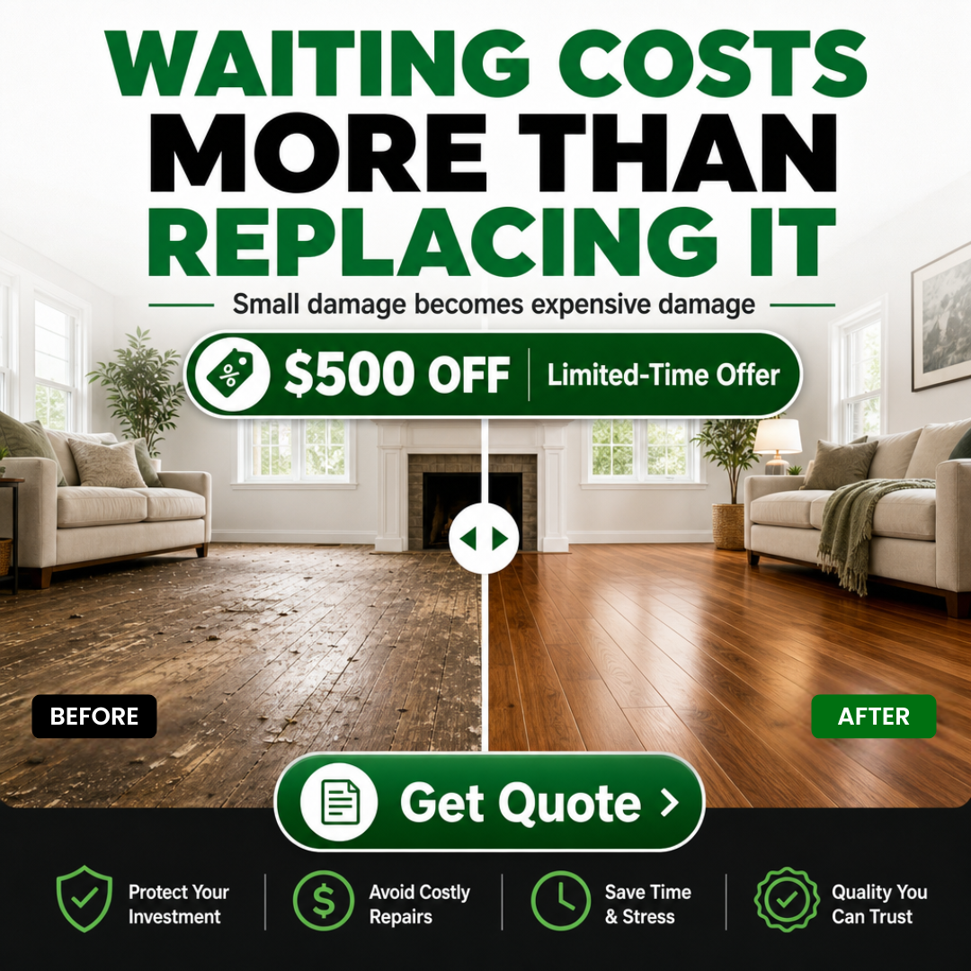 Advantage Flooring Facebook ad: Upgrade Your Floors & Save $500